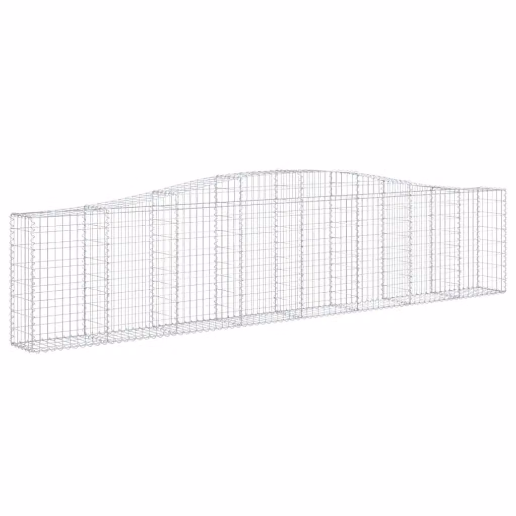 Berkfield Home Arched Gabion Basket in Silver Galvanised Steel, W: 400 cm, D: 30 cm, H: 80-100 cm – 2