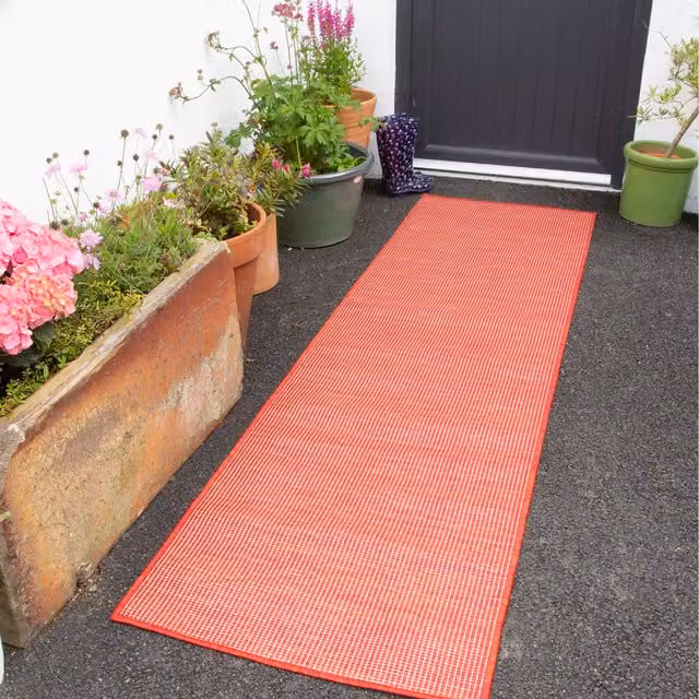 The Rug House Red Plain Rectangular Indoor Outdoor Area Rug, W: 240 cm, D: 68 cm