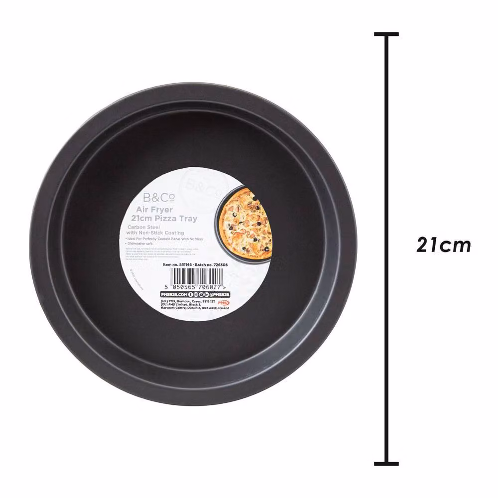 VFM e-Store Non Stick Carbon Steel Air Fryer Pizza Tray, Diameter: 21 cm, Grey – 2