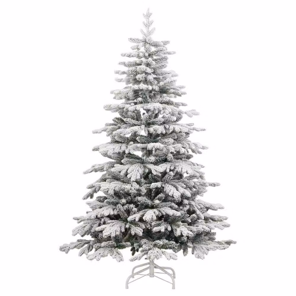 Berkfield Home Artificial Hinged Christmas Tree in White, Height: 210 cm – 3