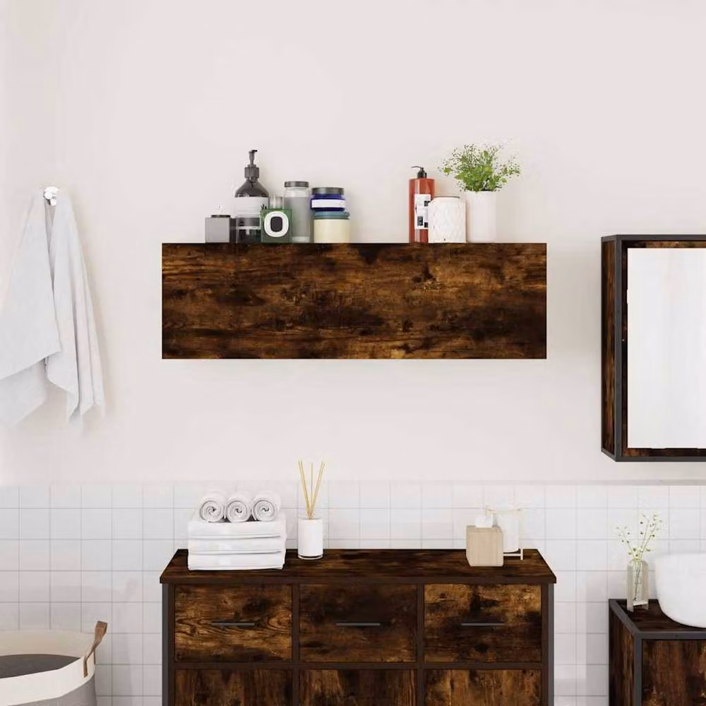 Berkfield Home Smoked Oak Bathroom Wall Cabinet, Brown, W/D/H: 100 x 25 x 30 cm – 2