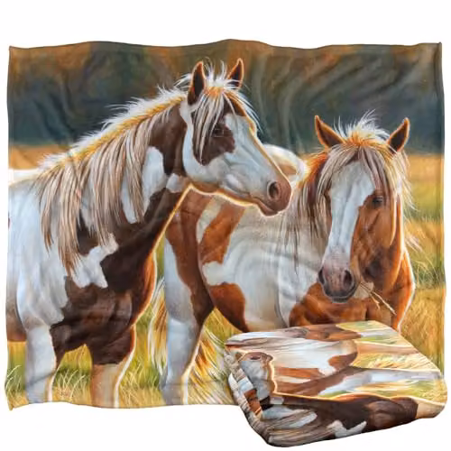 JQ Licensing Painted Horses Silky Touch Super Soft Fleece Throw Blanket, White, W/D/H: 152 x 127 cm – 4