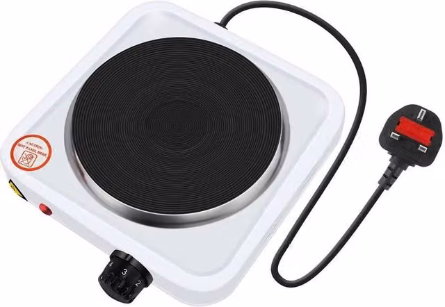 FLAVORA Single Portable Electric Hot Plate Table Top Cooker with Keep Warm Function in White