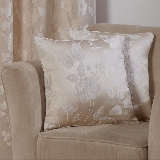 NewEdgeBlinds Modern Floral Square Cushion Cover in Beige and Yellow