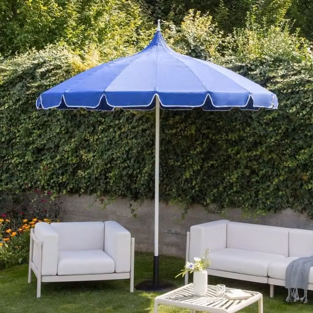 Wyld and Coco Blue Garden Market Parasol with Aluminium Pole, Diameter: 245 cm