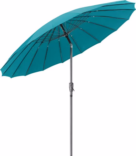 Christow Shanghai Garden Parasol Umbrella in Turquoise with UPF 30 Protection, Diameter: 260 cm