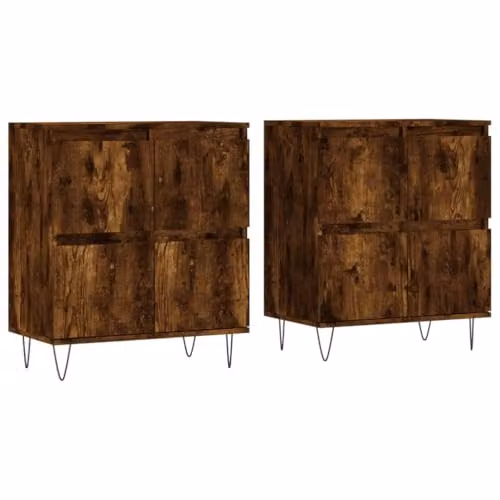 vidaXL Set of 2 Smoked Oak Brown Engineered Wood Sideboards – 1