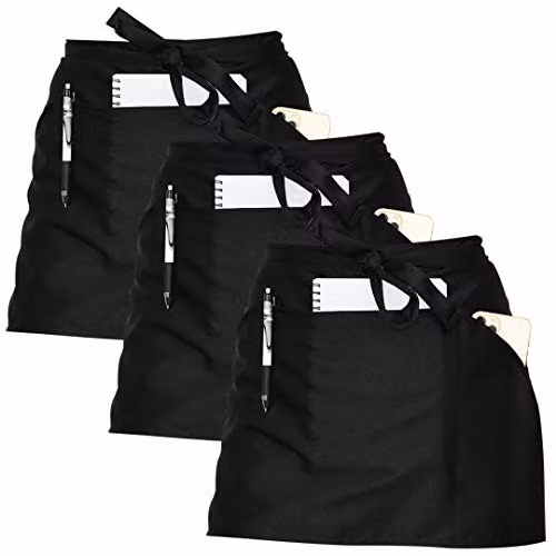 Joeji's Black Waist Apron with Pockets, Pack of 3 – 1