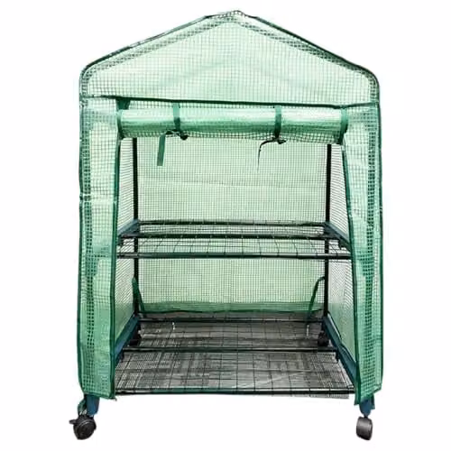 mysmartbuy Mini Greenhouse with Shelves and PVC Cover in Green, H 93 x W 69 x D 49 cm – 2