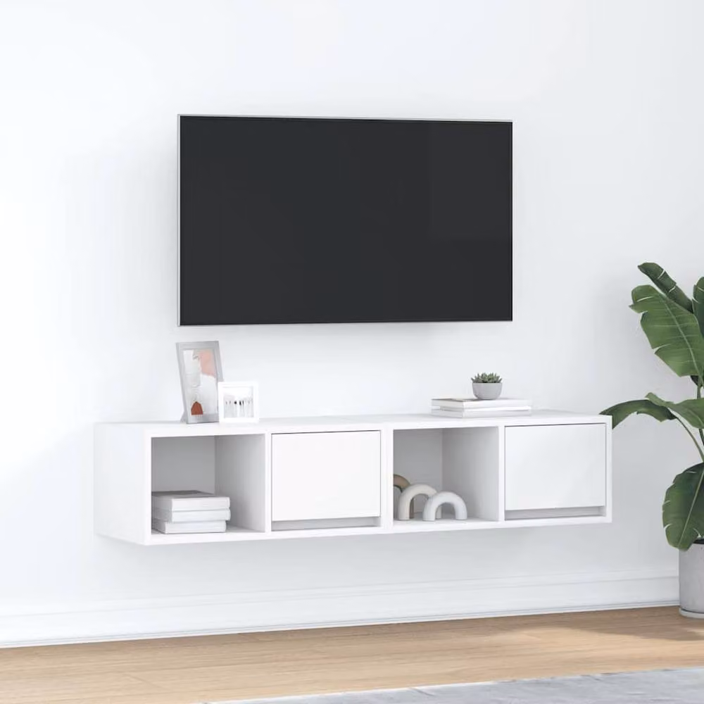 Berkfield Home Set of 2 White Wall Mounted TV Cabinets, W/D/H: 60 x 31 x 25.5 cm – 2