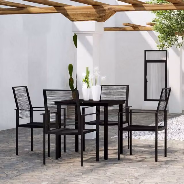 Berkfield Home 5 Piece Garden Dining Set in Black