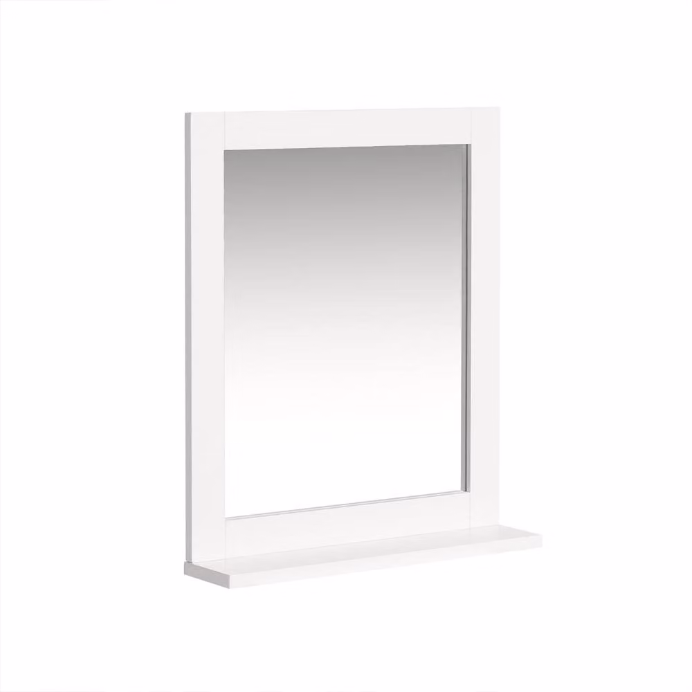 SoBuy Wall-Mounted White Bathroom Mirror Cabinet with Internal Shelves and Hinged Doors, Height: 90 cm – 2