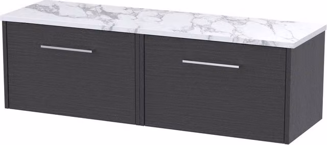 Balterley Winshill 2 Drawer Wall Hung Vanity Unit, Dark Grey Woodgrain, W: 120 cm – 1