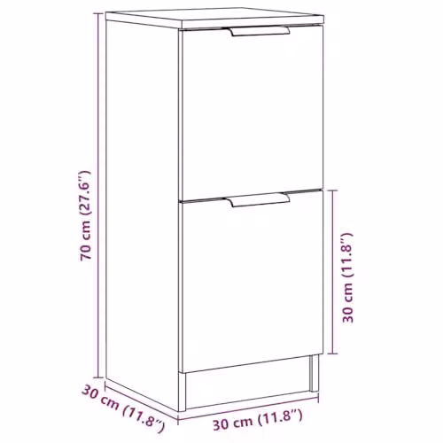 vidaXL Set of 2 Modern Sideboards in Old Wood Brown, W/D/H: 30 x 30 x 70 cm – 2