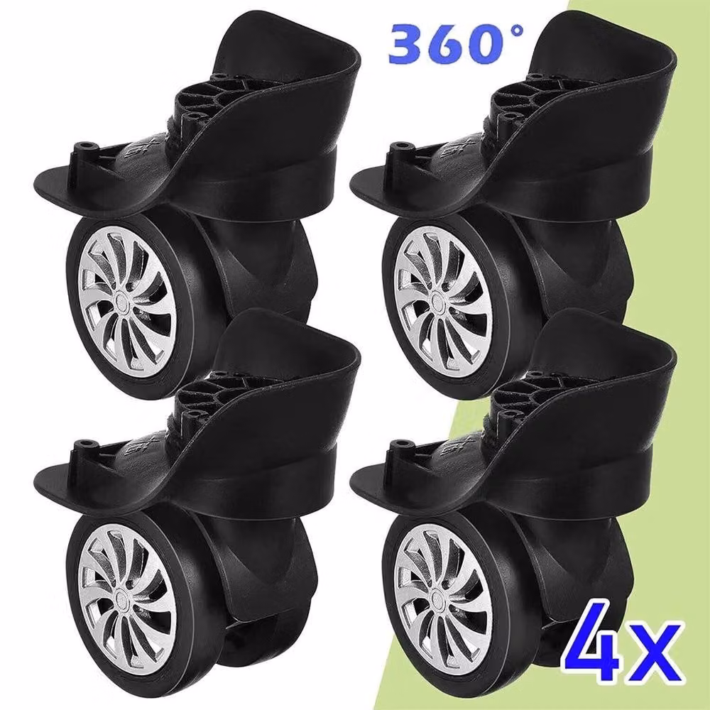 NESTLUNE 4-Piece Universal Swivel Caster Replacement Wheels in Black with Rubber and Plastic Components – 4