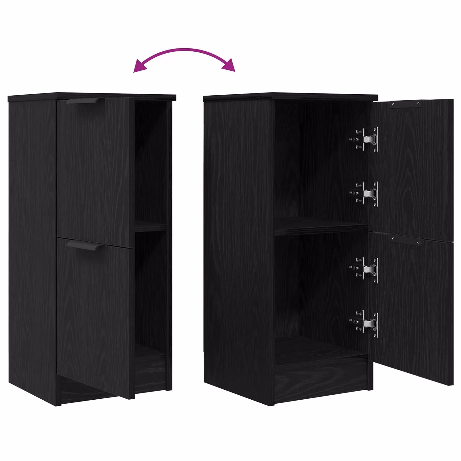 Berkfield Home Black Oak Sideboard in Black MDF, W/D/H: 30 x 30 x 70 cm – 5