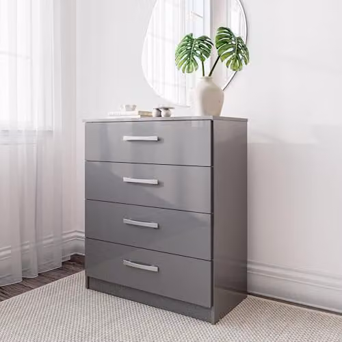 Birlea Lynx Grey High Gloss 4 Drawer Chest of Drawers – 2