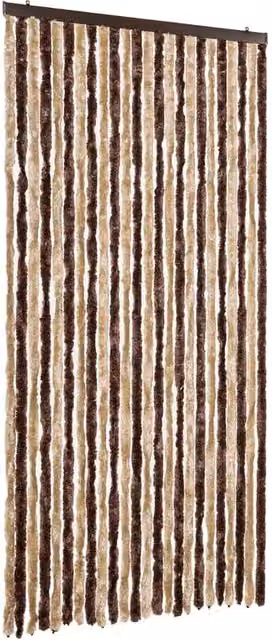 Berkfield Home Chenille Fly Curtain in Beige and Light Brown, W: 100 cm, H: 230 cm – 1