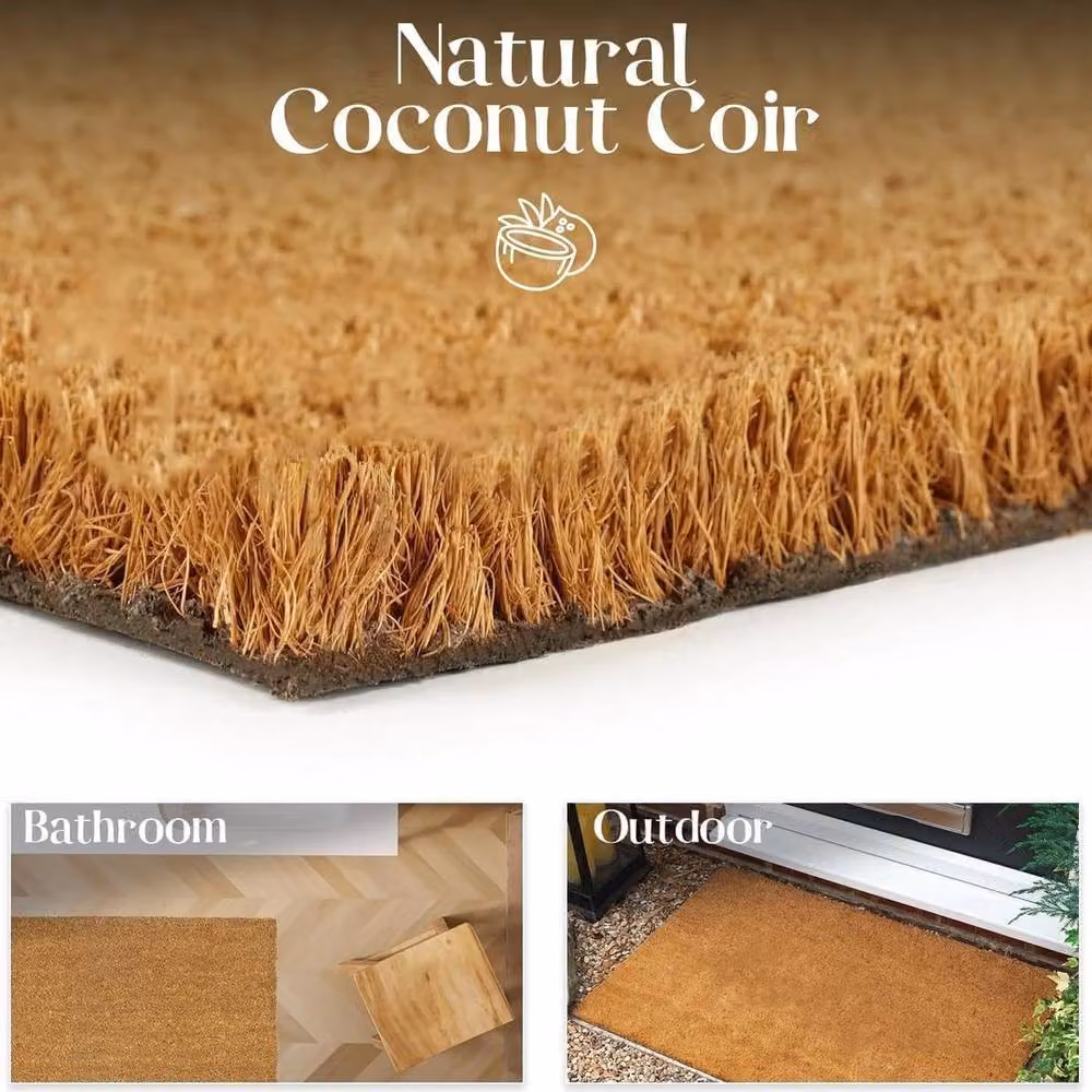 NESTLUNE Natural Coconut Coir Entrance Door Mat, Brown, W: 100 cm, D: 130 cm – 3