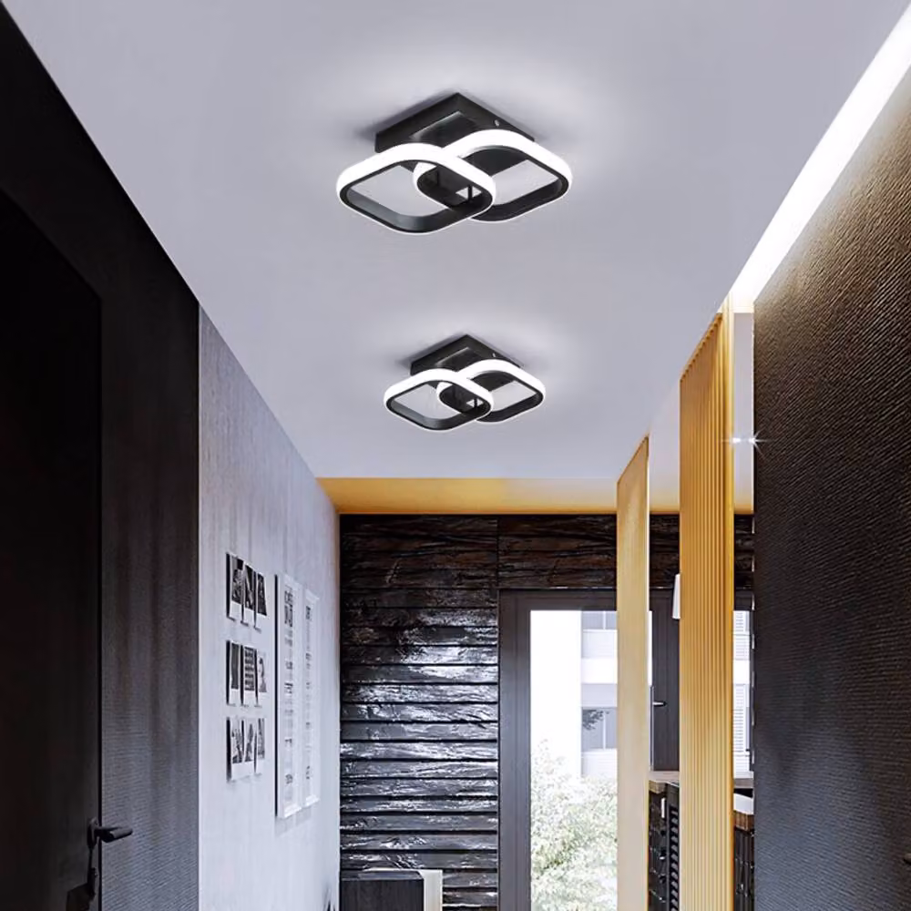 Goeco Modern Square LED Ceiling Light, 22 W, Black – 8