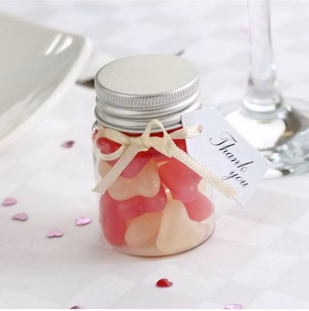 KDMD Pink and White Hearts Mini Jars, 5 Pack