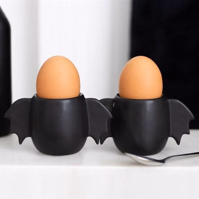 Uniqueful Bat Wing Egg Cup Set in Black