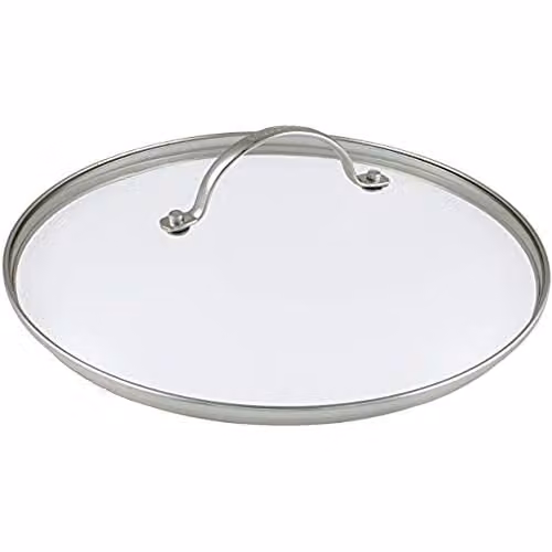 simpa Universal Glass Lid with Stainless Steel Handle in Metallic Silver, Diameter: 28 cm