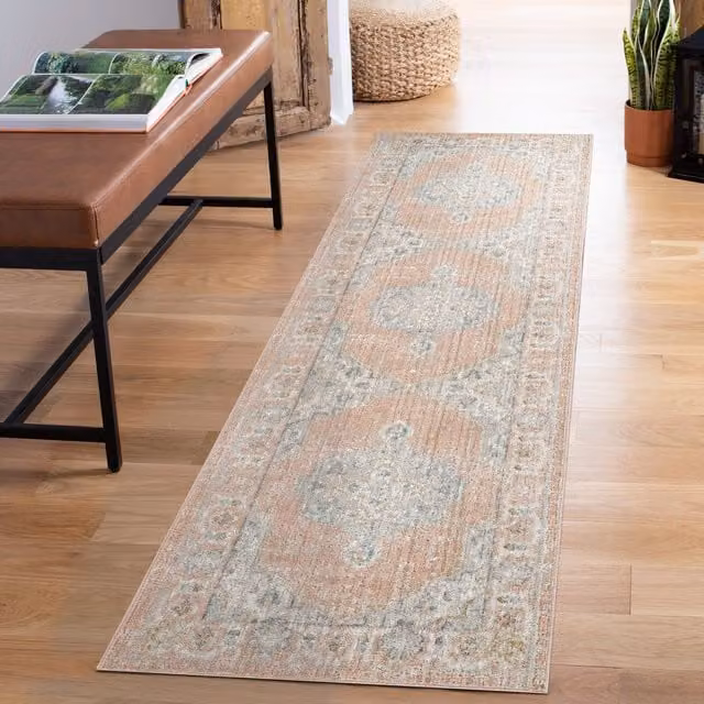 Desire Rugs Maia Traditional Floral Area Rug, Machine Woven, Non Slip and Washable, Coral/Red/Multicolour, W: 220 cm