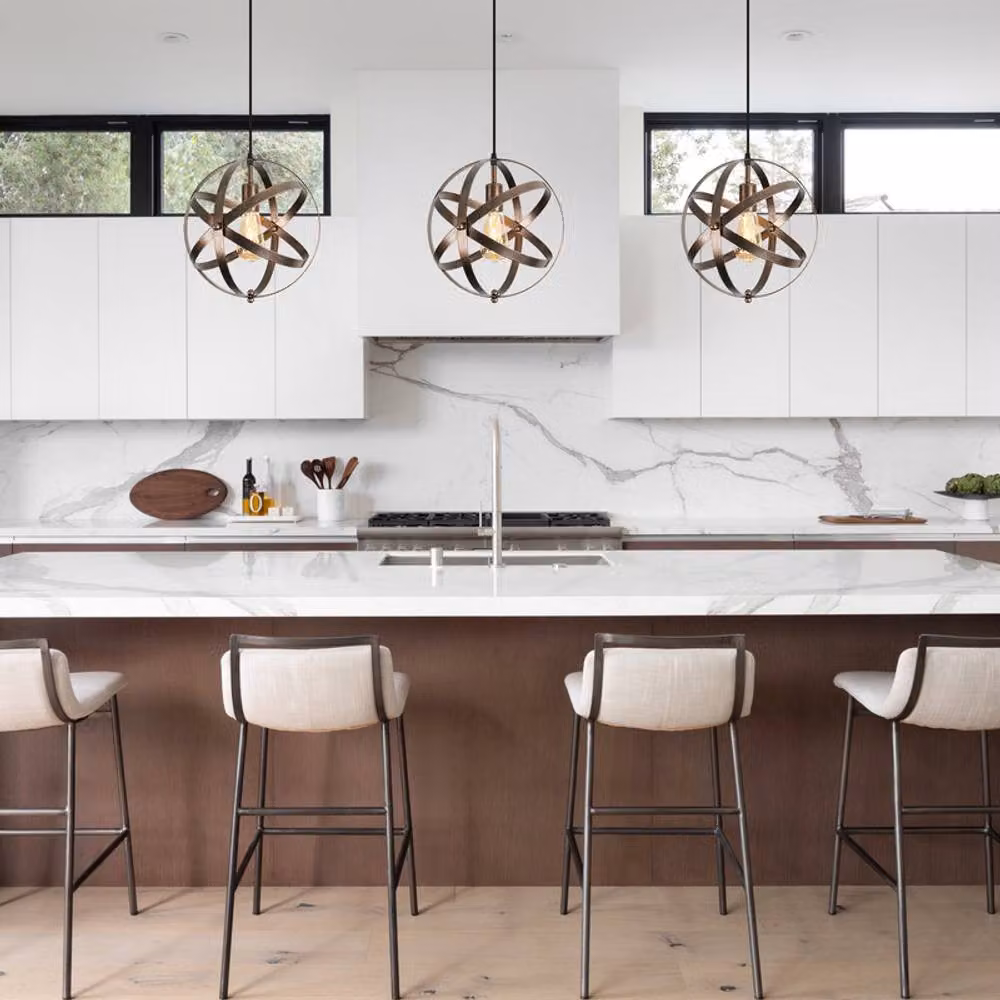 COMELY Industrial Copper Pendant Ceiling Light with Transparent Glass Globe Chandelier – 2