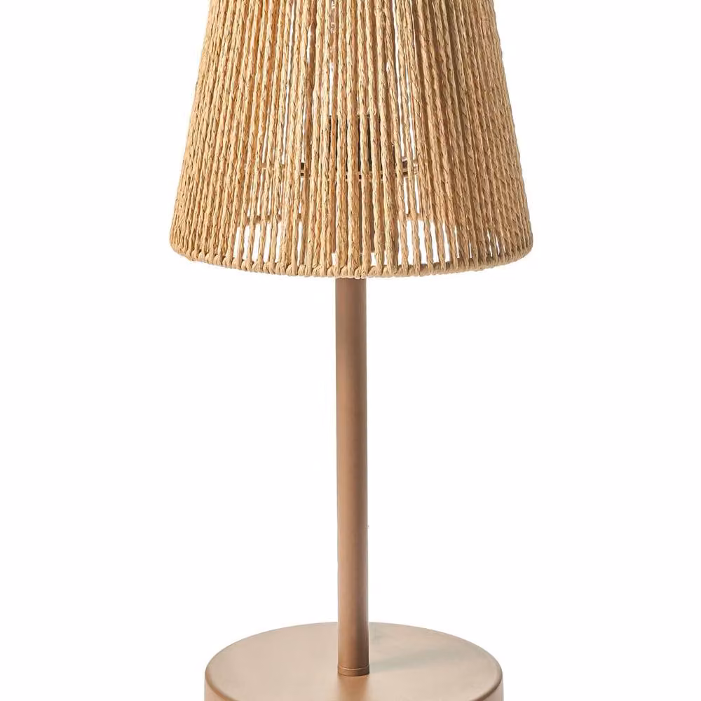 Wyld and Coco Modern Table Lamp with Brown Paper Shade and Black Metal Base – 2