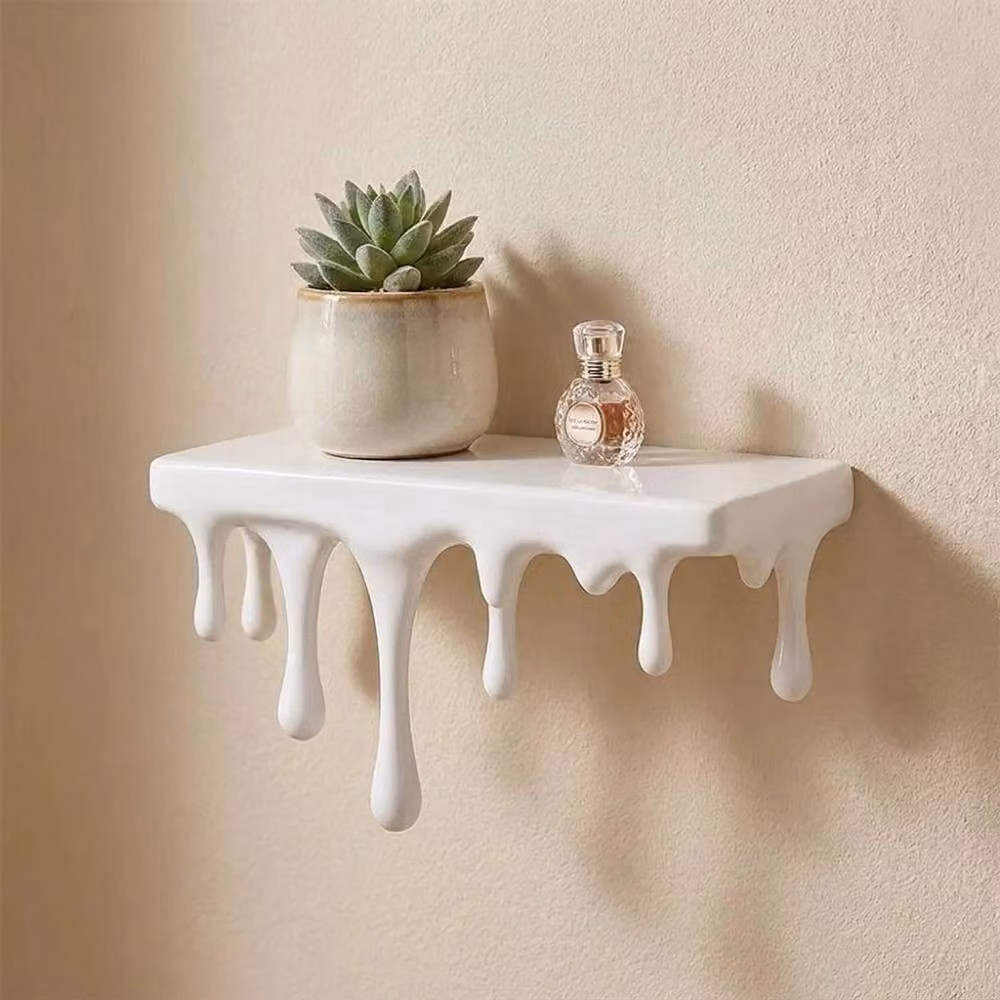SPETLEK 3D Printed Drip Floating Wall Mounted Shelf in White – 2
