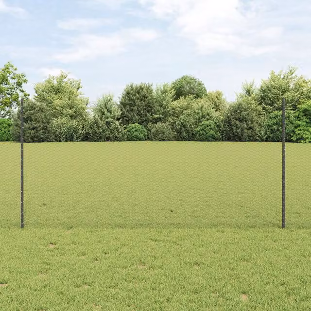 Berkfield Home Grey Steel U-Channel Mesh Fence Posts, 10 Pack, Height: 120 cm