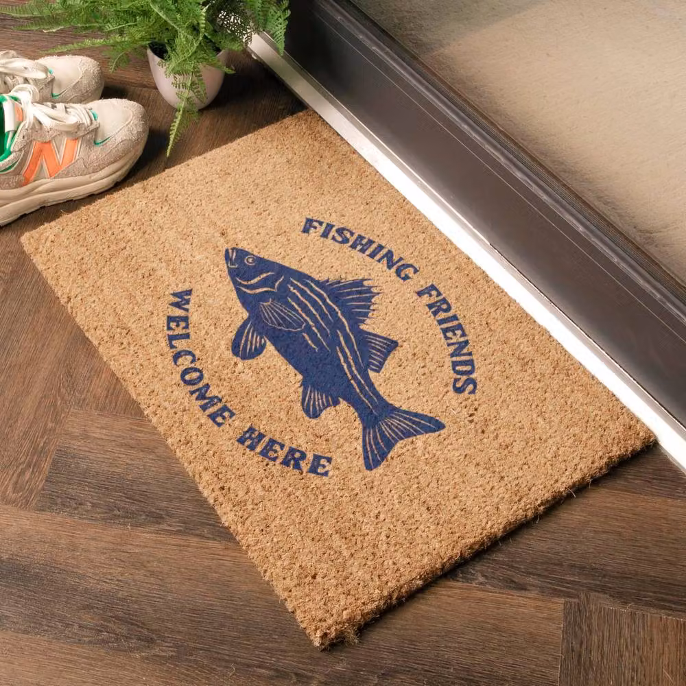 Artsy Mats Fishing Friends Welcome Doormat, Brown, W: 60 cm, D: 40 cm – 2