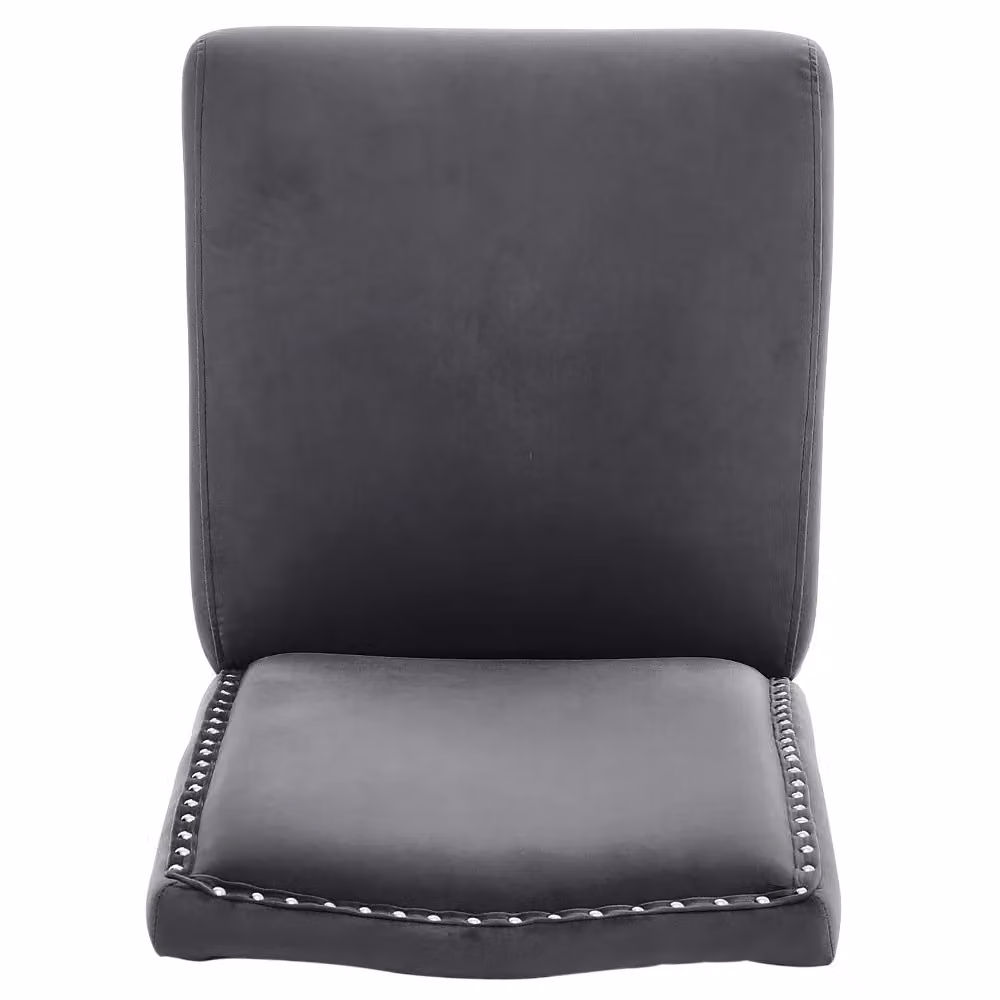 Living and Home Set of 2 Grey Velvet Upholstered High Back Dining and Dressing Chairs with Rivet Detailing – 5