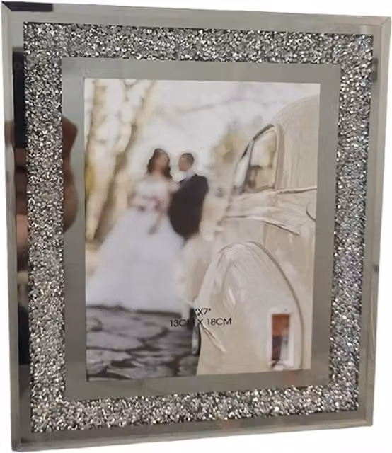 Comfort You Silver Crushed Crystal Diamante Single Square Photo Frame