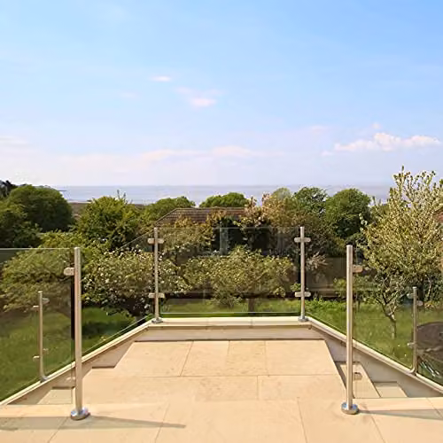 MonsterShop Stainless Steel Brushed Silver Balustrade Mid Post, H 110 cm x W 16.4 cm x D 9.8 cm – 2