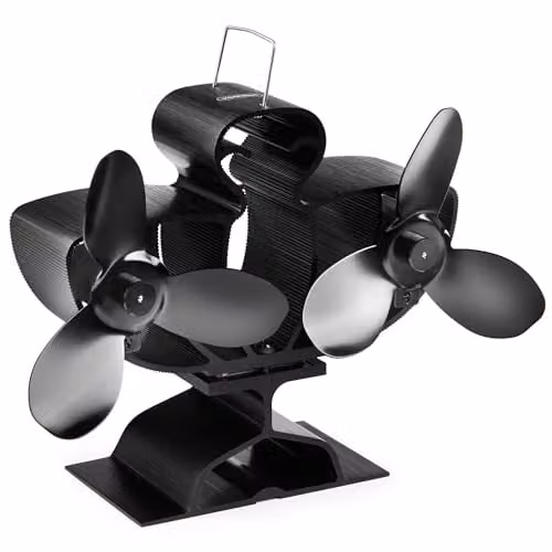 VonHaus Double Stove Fan with 6 Blades in Black – 1