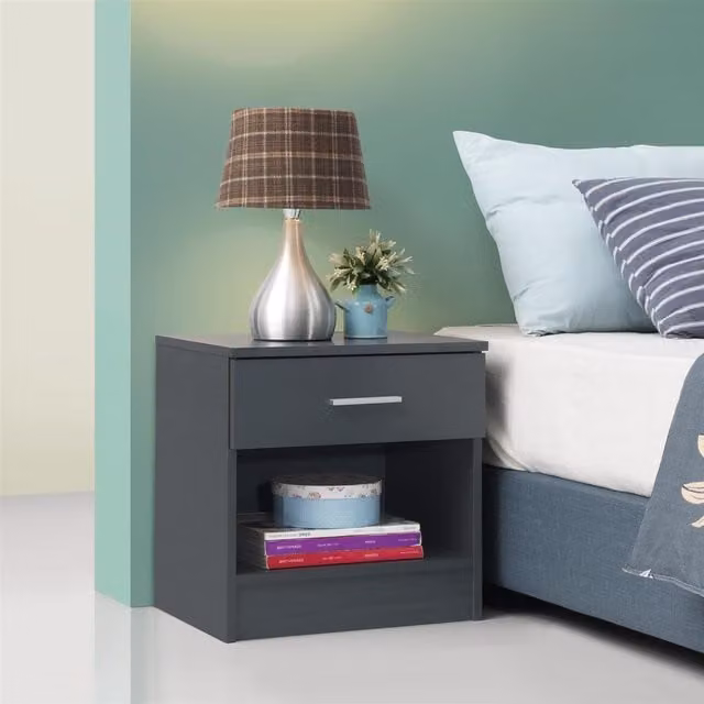 Timber Art Design Rio Costa 1 Drawer Bedside Table in Grey