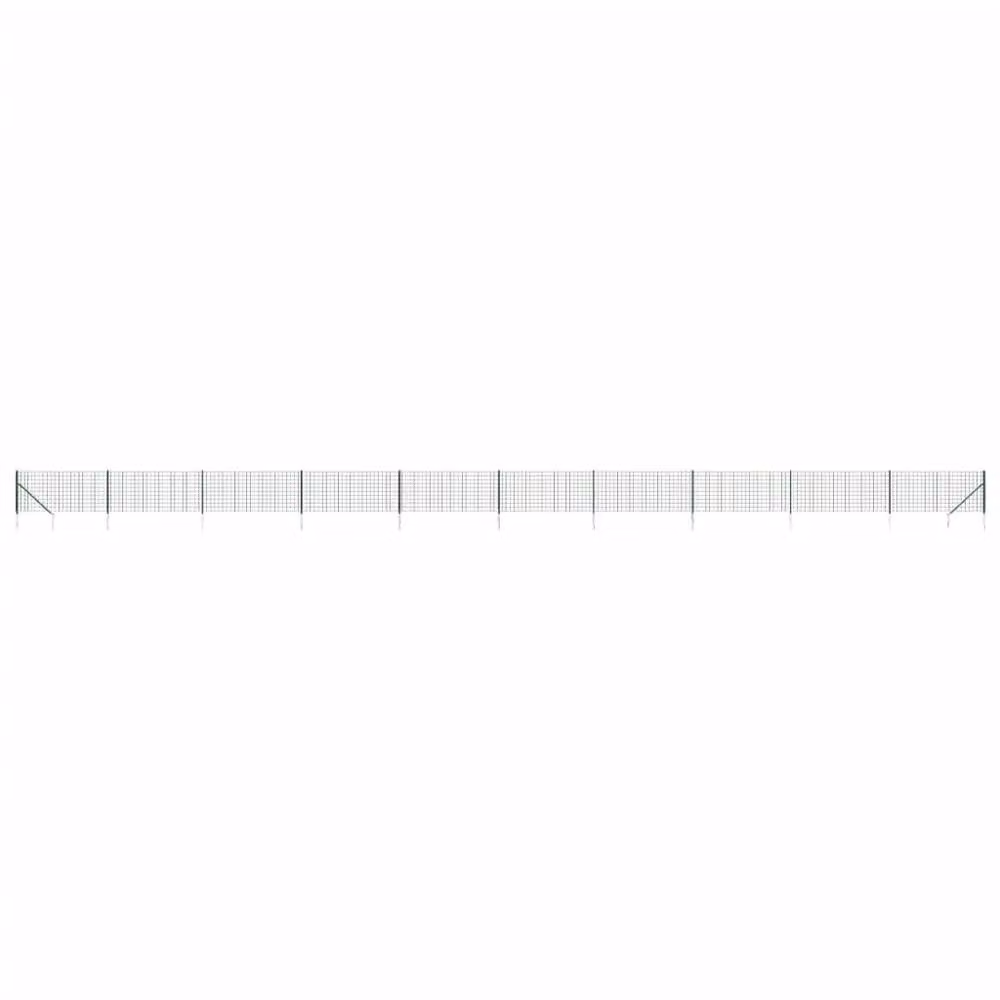 Berkfield Home Green PVC-Coated Steel Wire Mesh Fence with In-Ground Spike Anchors, 1 x 25 m – 2