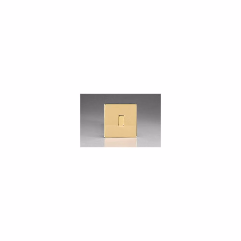 Varilight Flat Plate Screwless 1-Gang Light Switch in Polished Brass/Gold – 2