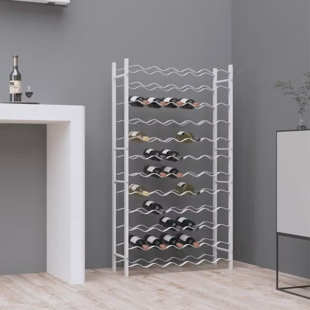 Berkfield Home White Metal Wall Mounted Modern Wine Rack for 72 Bottles