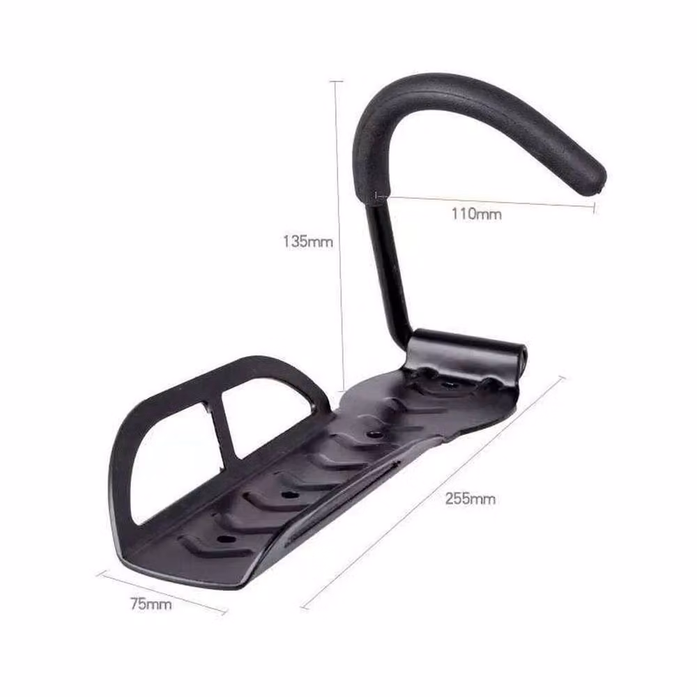 Hinsinc Wall Mounted Steel Bike Storage Hooks, 4 Pack, Black, W: 1000 cm, H: 52 cm – 2