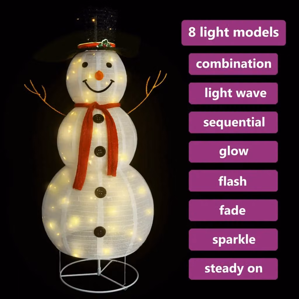 Berkfield Home Decorative Christmas Snowman Figure with LED Lights in Red, White and Multicolour, Height: 180 cm – 3