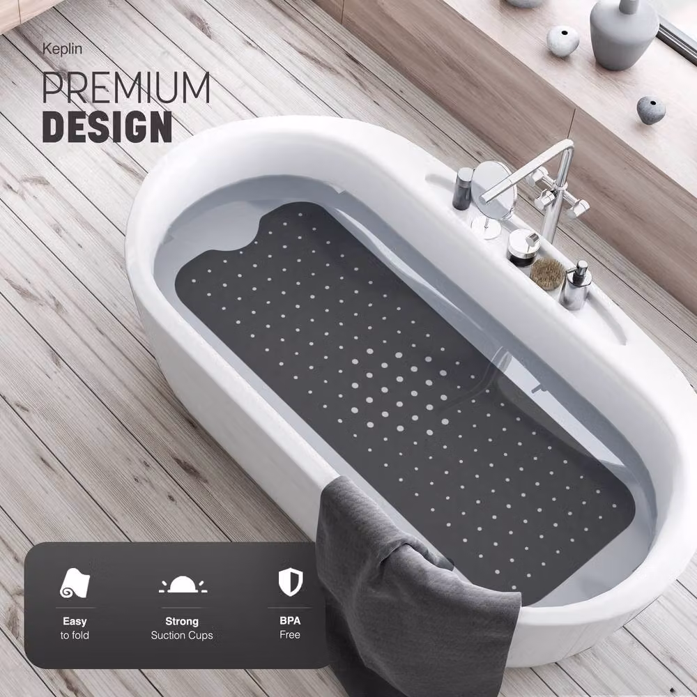 Keplin Non-Slip Machine Washable Bath Mat, Black, W/D: 100 x 40 cm – 3