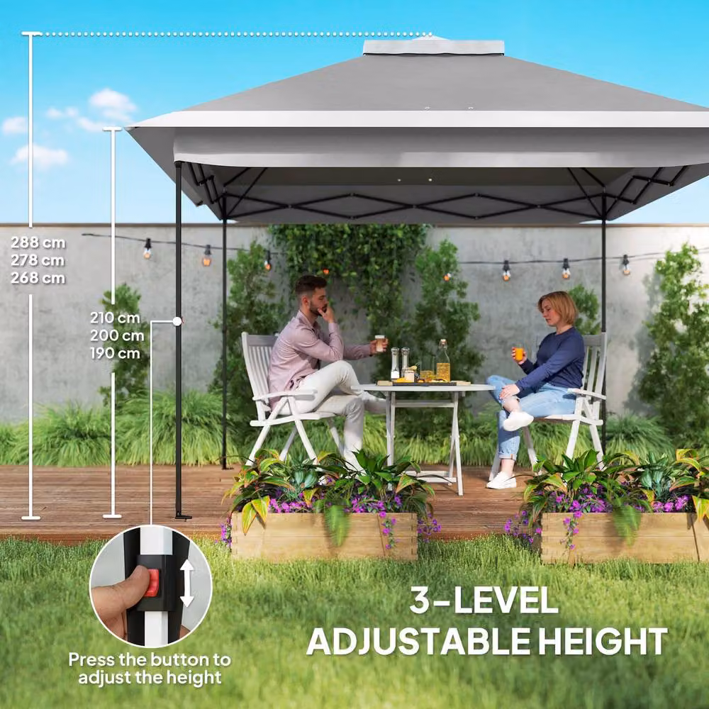 Outsunny Pop Up Gazebo with Double Roof and Mesh Sidewalls in Grey, W: 330 cm, D: 330 cm, H: 288 cm – 5