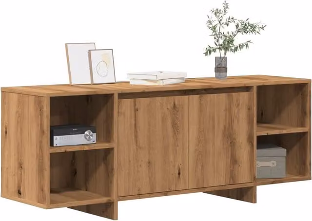 Berkfield Home Artisan Oak TV Cabinet in Brown, W/D/H: 130 x 35 x 50 cm