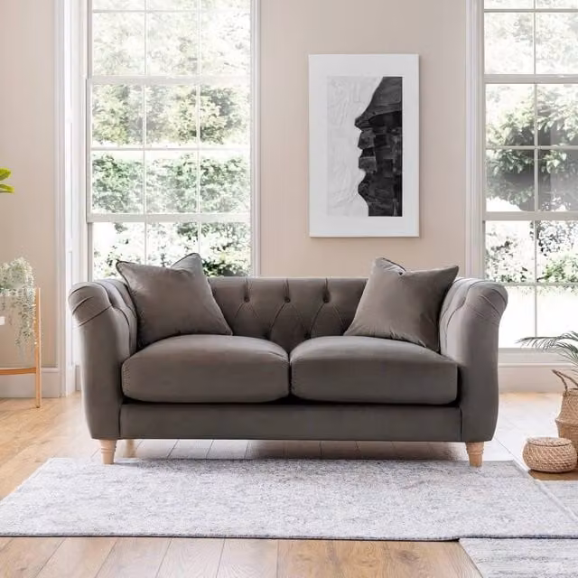 The Great Sofa Company Kensington 2-Seater Velvet Chesterfield Sofa in Grey – 1