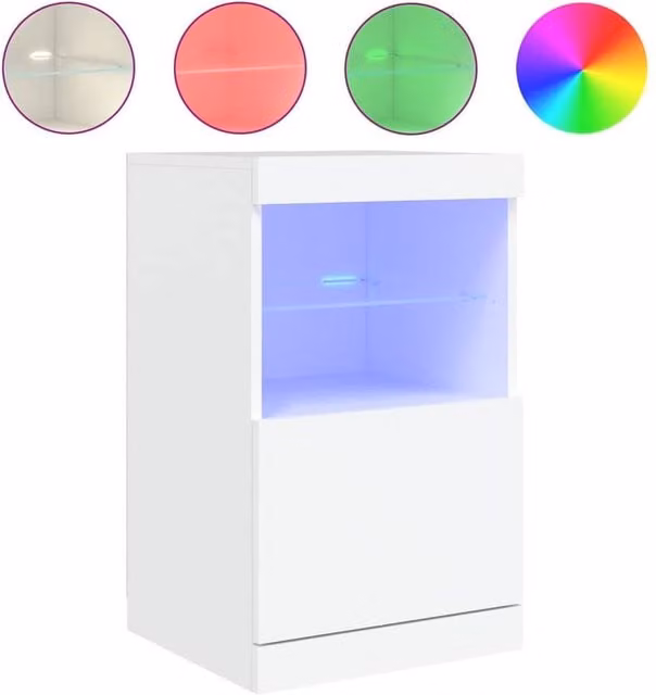 Berkfield Home Modern White Sideboard with Integrated LED Lighting W: 41 cm, D: 37 cm, H: 67 cm