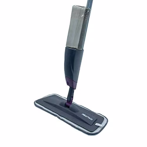 CALITEK Purple Microfibre Spray Mop with 2 Reusable Pads and 600ml Refillable Bottle for Hardwood, Marble, Tile, Laminate and Ceramic Floors