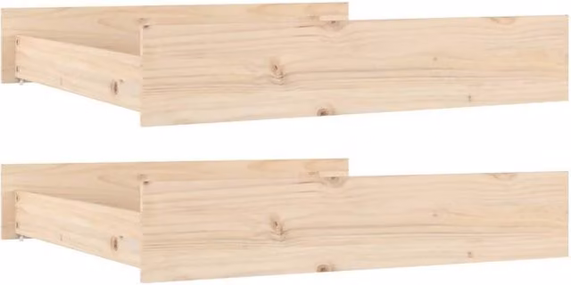 Berkfield Home Set of 2 Rustic Solid Wood Pine Bedside Drawers in Beige – 1